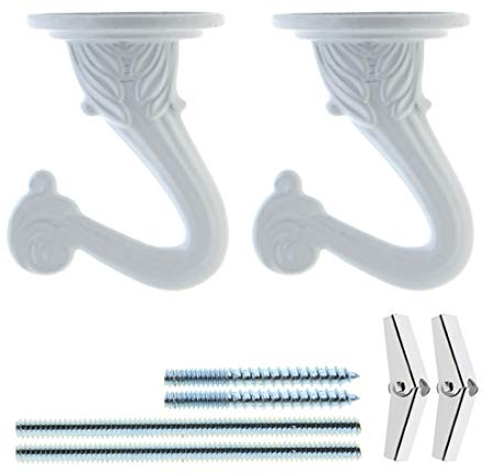 Uotyle Swag Ceiling Hooks for Hanging Plants Heavy Duty with Hardware Set for Ceiling Installation Cavity Wall Fixing White,Pack of 2
