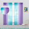 Ombre Design 2 blaugrüne Vorhänge 160 cm Länge für Mädchenzimmer, Deko-Set mit 2 Paneelen, Taschenfenster, durchsichtige niedliche Prinzessinnen-Vorhänge für Kinderzimmer, Weihnachten, lila türkis