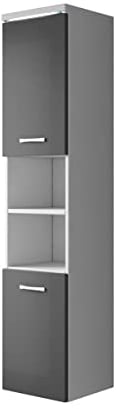 Badezimmer Schrank Paso 160cm Hochglanz Grau Fronten – Regal Schrank Hochschrank Schrank Möbel Badschrank