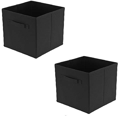 Trintion 2 Pcs Foldable Storage Boxes 27x27x28cm Folding Box Folding Collapsible Organiser For Home And Office(Black)