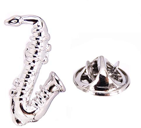 Saxophon Brosche Saxo Brosche Musik Anstecker Anstecknadel (silber)