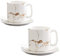 Lot de 2 tasses à café expresso américaines de luxe européennes en marbre avec bord doré et bord doré pour latte, cappuccino, thé rouge, 250 ml (110 ml, blanc)