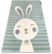 rugsx Teppich Petit Rabbit Kaninchen Kinderteppich für Babyzimmer, Spielteppiche, Kinderzimmer, grün 160x220 cm