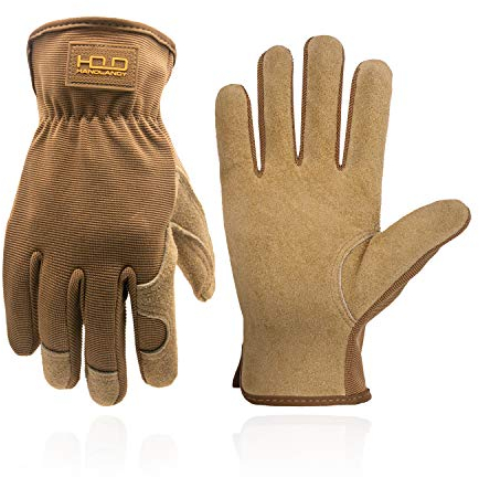 Arbeitshandschuhe für Damen und Herren, aus Rindsleder, Gartenhandschuhe, Sicherheitsarbeitshandschuhe, Geschickliches und atmungsaktives Design (M, Braun)