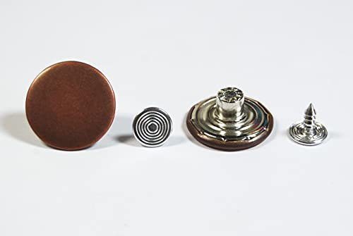 celloexpress 17mm Plain Red Copper Jean Buttons - Metal Hammer On Studs & Pin Backs - Replacement Parts Jeans Jackets (Pack of 5)