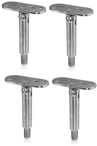 PRIOstahl Handlaufhalter für Rohr Handlaufträger Geländerhalterung Rohrhalter - 4 x Handlaufstütze mit M10 Gewinde stellbar mit Anschraubplatte Flach für Vierkantrohr aus Edelstahl V2A