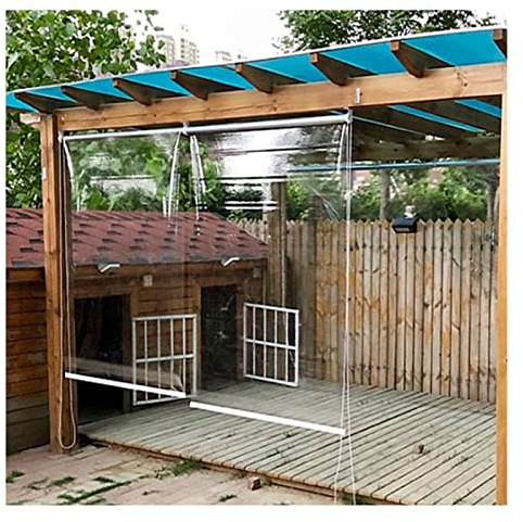 ZXCASDF Transparente Vinyl-Rollläden, Rollladen aus transparentem PVC,Verdunkelungs Klar Wasserdicht Rollo mit Haken,Für Außengärten,Balkone,Terrassentüren,Pergola und Pavillons,160x220cm/62.9x86.6in