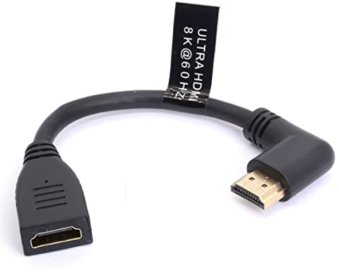 8K HDMI Extension Cable, Short HDMI 2.1 Male to Female 90 Degree Angle Cable High-Speed 48Gbps Extender Adapter Support 8K@60Hz, 4K@120Hz, Dynamic HDR, eARC, VRR, 3D for TV/PC/PS5/Set-top Box (Left)