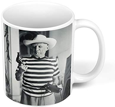 Keramik-Kaffeetasse, 325 ml, Pablo Picasso Revolver Gun Retro 60er Jahre Bild