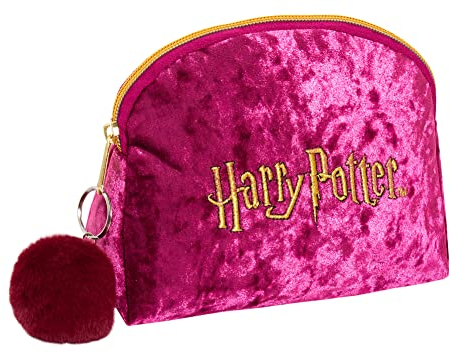 Harry Potter Make-up-Tasche für Damen und Mädchen, Federmäppchen, doppelseitig, Samt, Kosmetiktasche, Reisezubehör, Geschenk, burgunderfarben, Einheitsgröße, Kosmetiktasche