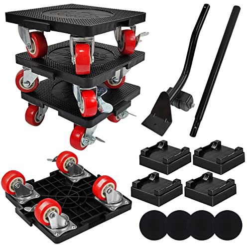 7 Piezas Transportador de Muebles con Freno, Ruedas para Muebles Pesados Empalmable, Carga de 400 kg Levantador de Muebles, para Mover Mobiliario para el Hogar, Mover Muebles Pesados