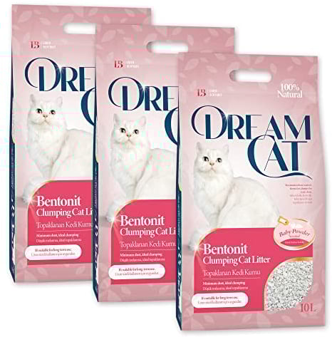 CatAmore DreamCat Katzenstreu Klumpstreu mit Babypuderduft staubarm 3 x 8,5kg (30Liter)