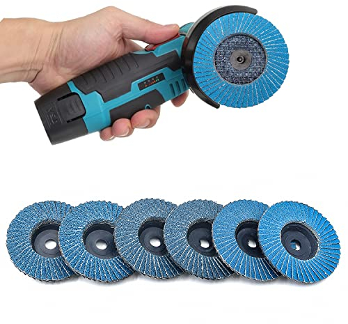Fächerscheiben 6er Set Schleifscheiben 75 x 10 mm Körnung 60/80/120 Passend für Akku-Winkelschleifer Lamellenscheiben Stahl Fächer Schleifscheibe für Winkelschleifer Poliermaschine - 6Pcs