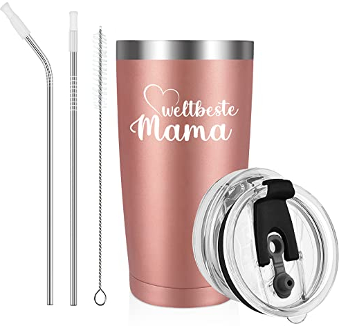 Livole Mama Geschenk Muttertag, Weihnachtsgeschenke für Mama, Mutter, Mütter, Ehefrau, Mama Tochter Geschenk - Weltbeste Mama - Beste Mama Tasse, 20oz Edelstahl Thermobecher, 600ml Kaffeebecher to go