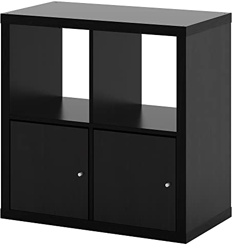 Ikea KALLAX - Estantería con puertas, 77 x 77 cm, color negro y marrón