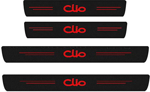 EAGLEG 4 Stück Auto Einstiegsleisten Schutz Aufkleber für Ren-Ault Clio 2 3 4 5 Sport RS Line 2021-1998, Kohlefaser Türschweller Lackschutzfolie Schritt Platte Abdeckung Dekorative Zubehör,Red