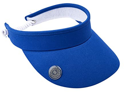 Surprizeshop Womens Golf Visor | Telephone Wire | Built in Magnet | Hand Enamelled 25mm Ball Marker | Rigid Peak | Multiple Colours | Golf Visor | Tennis Visor Royal Blue