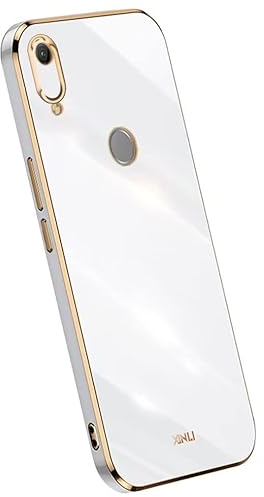 Topme Silikonhülle für Huawei Y6 2019 / Y6 Pro 2019 / Honor 8A / Y6S 2019 (6.09 Inches), [handyhülle im Goldrand-Stil] - Weiß