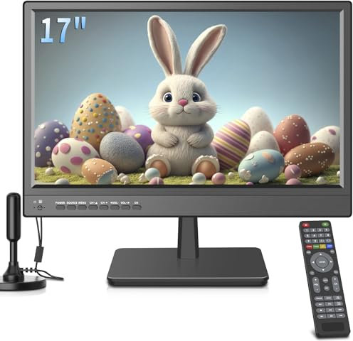 ZOSHING 17 1080P Screen TV,Small TV with freeview Reception and aerial,AC/DC12V,HDMI USB and VGA Input Ports for Camper,Bedroom (NO with WIFI/Bluetooth/Satellite)