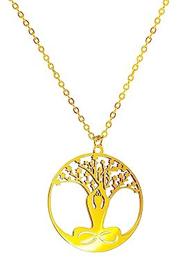 Only faith Collar Nudo de Bruja Acero Inoxidable colgantes amuletos Celta trisquel Sello del arcángel. Talismán protección, Geometría sagrada, Metatrón tetragrámaton Triqueta (Arbol de Vida Dorado)