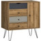 HOMCOM Meuble de Rangement Commode Buffet 4 tiroirs 1 Placard - Pieds épingles à Cheveux - Style bohème - 79 x 39 x 86 cm Marron