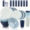BEWOS 40 Packs Unbreakable Dinnerware Sets for 8, Reusable Tough Kids Plates and Bowls Sets, Plates Cups and Bowls with Cutlery Set for Camping Party, Dishwasher and Microwave Safe