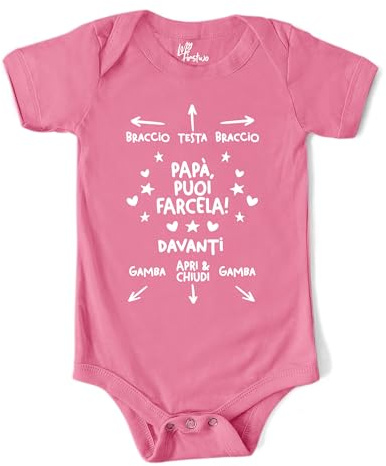 MyFirstwo Body Neonato Divertente Papà Puoi Farcela - Regalo Festa del Papà | Body Manica Corta 100% Cotone Morbido e Traspirante - Simpatica Idea Regalo Bambino Maschio Femmina Baby Shower