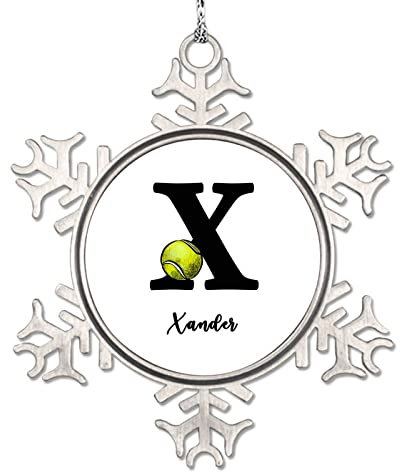 Lmmixee Monogramm Christmas Ornaments Initial Letter X Ornament for Christmas Tree Decor Tennis Ball Metal Ornaments 2023 Gifts for Wedding Anniversary Holiday Pendants