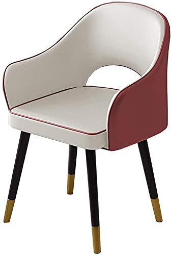SOYDAN Moderner Küchenstuhl aus PU-Leder, hohe Rückenlehne, gepolstert, weicher Sitz, Esszimmerstühle, Metallbeine, Wohnzimmerstühle (Farbe: Rot 1)