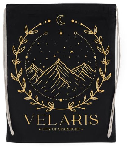 Acotar Velaris City Of Starlight Schwarzer Wiederverwendbarer Sportsack Aus Baumwolle