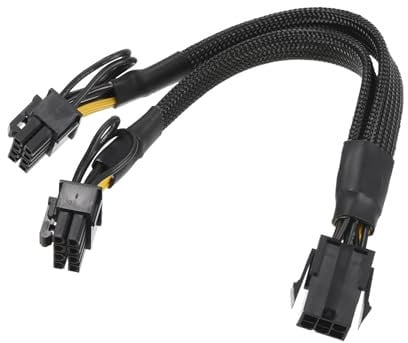 sourcing map PCIe Cable 6 Pin to Dual 8 Pin (6+2) Male GPU Cable Extension PCI Express Power Adapter Sleeve Cable 220mm/8.7 for Graphics Card