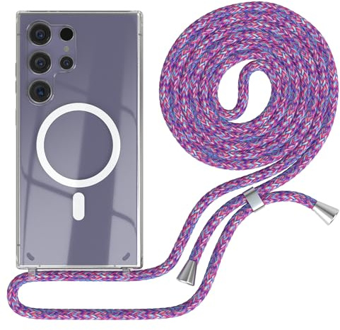 EAZY CASE - Handykette kompatibel mit Samsung Galaxy S24 Ultra Kette zum Umhängen Stoßfest Handyhülle für Galaxy S24 Ultra Silikon Hülle mit Band Handytasche Transparent als Fallschutz in Unicorn