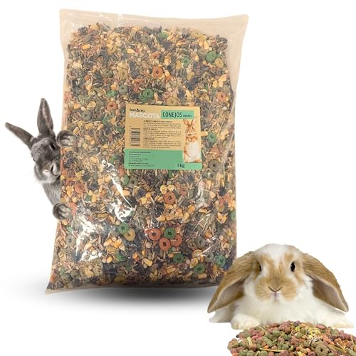 BonÀrea - Pienso para Conejos Enanos - Esencial para Digestión - Alimento Rico en Proteínas y Fibra - Composición de Origen Vegetal - Fabricado en España - 3 kg