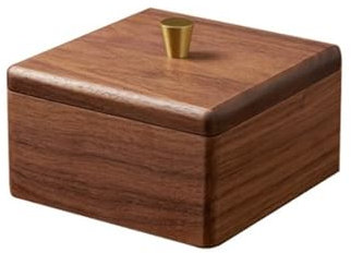 Palillero Black Walnut Wood Swabs Container qtip Holder Floss Little Canisters with Lid Cotton Pad Countertop Holder for Cotton Swabs