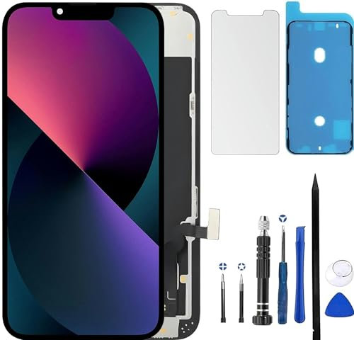 ZOETEC Soft OLED Screen Replacement For iPhone 13 6.1 (NOT LCD) Full HD Display COF Touch Screen Digitizer Frame Assembly with Repair Tool Kits, Waterproof Adhesive, Tempered Glass