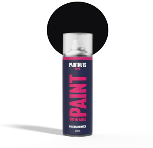 PaintNuts Water Based Multi-Surface Paint - RAL-9005 - JET BLACK Satin 400ml Spray Can