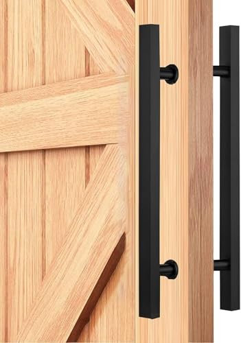 SUWOOPH Manija de puerta corredera de granero, tirador impermeable de acero inoxidable for jardín, patio, puerta, vidrio de ducha, barra de empuje de doble cara resistente(Black,Lengths 50cm/20 inch)