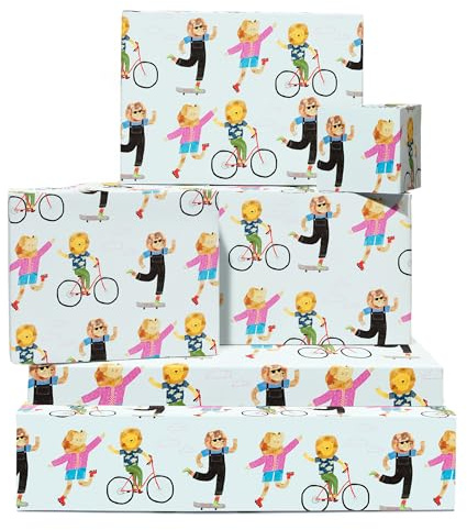 Geschenkpapier Löwe – 6 Blatt Geschenkpapier Dschungel mit Anhängern – Safari-Geschenkpapier für Männer, Frauen, Jungen, Kinder – mit Aufklebern – recycelbar – von Central 23