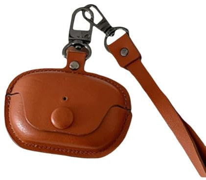 Technics EAH-AZ80 - Funda protectora de piel sintética para auriculares EAH-AZ80, funda protectora para auriculares con mosquetón y cordón para Technics EAH-AZ80 (marrón)