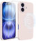 jrester Magnetic Cover per iPhone 16 6.1（Non per iPhone 16e con 3 Vetro Temperato Pellicola Protettiva, Rosa Morbido Silicone Protettiva Custodia per iPhone 16