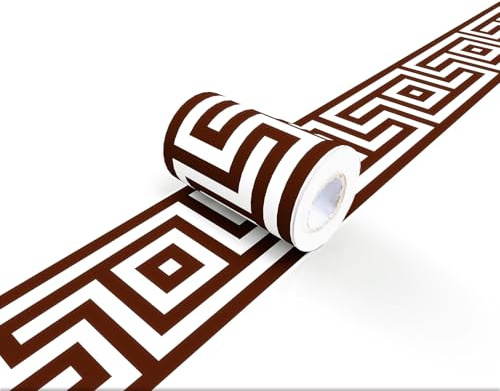 VisitRyl Wallpaper Border Self Adhesive Wall Tiles Decorative, Peel and Stick Wall Border Bathroom Stickers Brown B1005 10cm X 500cm