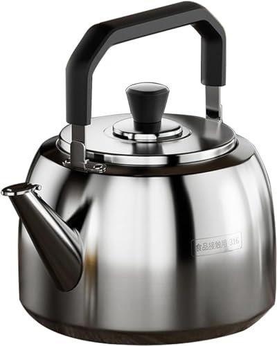 TUKRPQMRI Bouilloire à thé for cuisinière, bouilloire sifflante, acier inoxydable 316 for cuisinières à induction/gaz/électriques, céramique/halogène, miroir/mat-mat || 5 L/1019(Matte,6L)