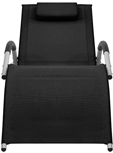 Eleganz Sonnenliege Textilene Schwarz Grau - Robuste Gartenliege aus Textilene, Aluminium & pulverbeschichtetem Stahl - Perfekt für Garten, Terrasse & Poolbereich - Langlebig & pflegeleicht