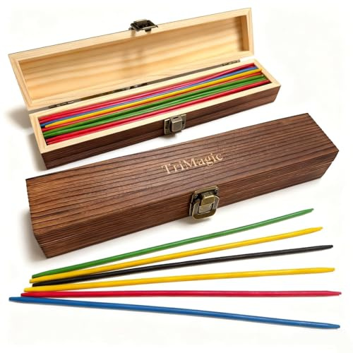 TriMagic Wooden Pick Up Sticks Original Game Set in Gift Box, Pickup Sticks Game, 41-Piece Classic Pick Up Stix, Vintage Old Fashioned Toys for Family, Nostalgic Toys from 50s 60s 70s 80s