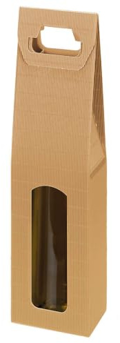 1er Flaschentragekarton, Weinkarton, offene Welle, Naturfarben, 38 x 11,5 x 9 cm, 50 Stück