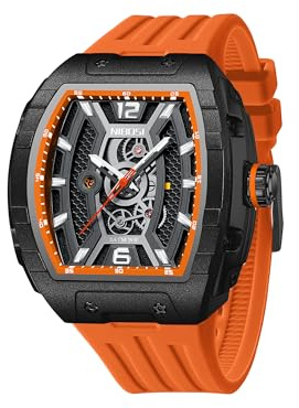 NIBOSI Herren Armbanduhr Quadratische Uhren für Herren Wasserdicht leuchtendes Digital Analog Quarz Armbanduhr Sport Freizeit Silikonarmband
