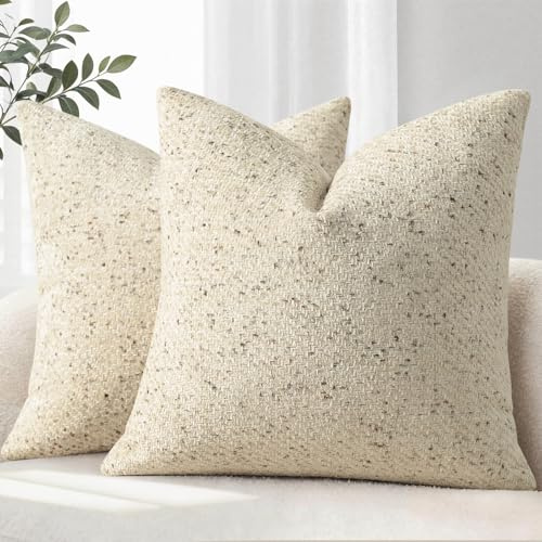 YCOLL Kissenbezug 40x40 2er Set Sofakissen aus Weichem Chenille Stoff Kissenbezüge Geflecktes Beige Dekokissen Sofa & Wohnzimmer Dekokissenbezüige für Gemüitliche Heimdekoration Zierkissenbezüge
