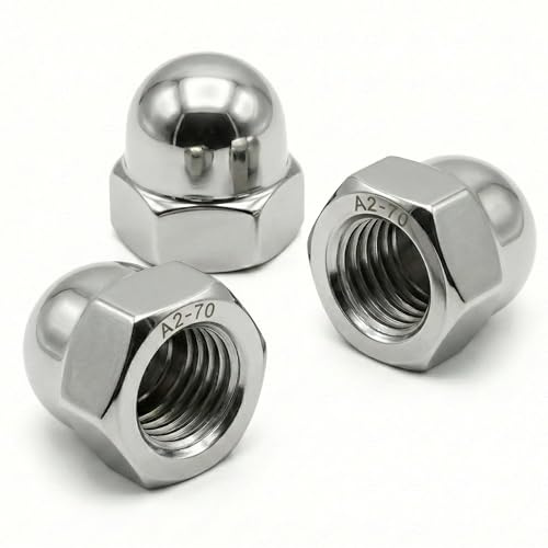 PRORAJE Hutmuttern Inox M22 (2er-Set) | Sechskant-Hutmuttern DIN 1587 | Edelstahl A2-070 (V2A/AISI 304) | Dämpfungsschutzschraube Ø 22mm