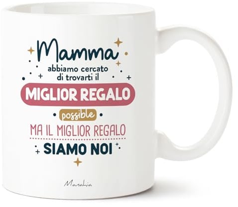 Manahia - Tazza Mamma - Il miglior regalo possibile siamo noi | Regalo Originale Divertente Festa della Mamma, Compleanno, Natale | Idea Pensierino Umoristico e Simpatico per Madre | Con Scatola Kraft