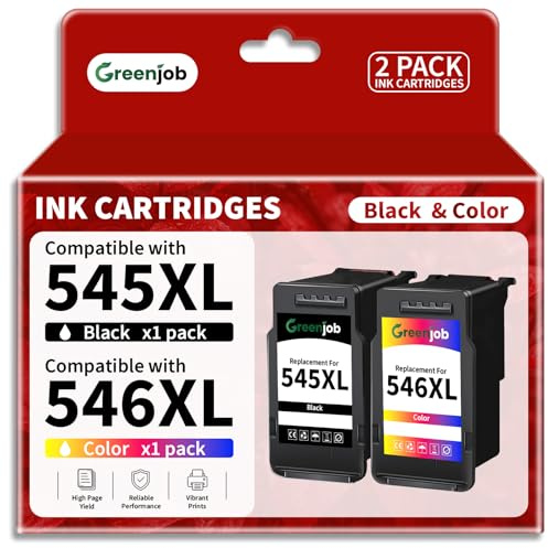 Greenjob 545XL 546XL Multipack Ersatz für Canon Druckerpatronen 545 546 XL | PG-545XL CL-546XL für Canon Pixma MX495 TR4550 TR4551 MG2550s MG2555s TS3150 TS3151 TS3350 MG3050 MG3051 (Schwarz, Farbe)